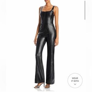 ALICE AND OLIVIA faux leather corset jumpsuit. Size 6, brand new never worn.